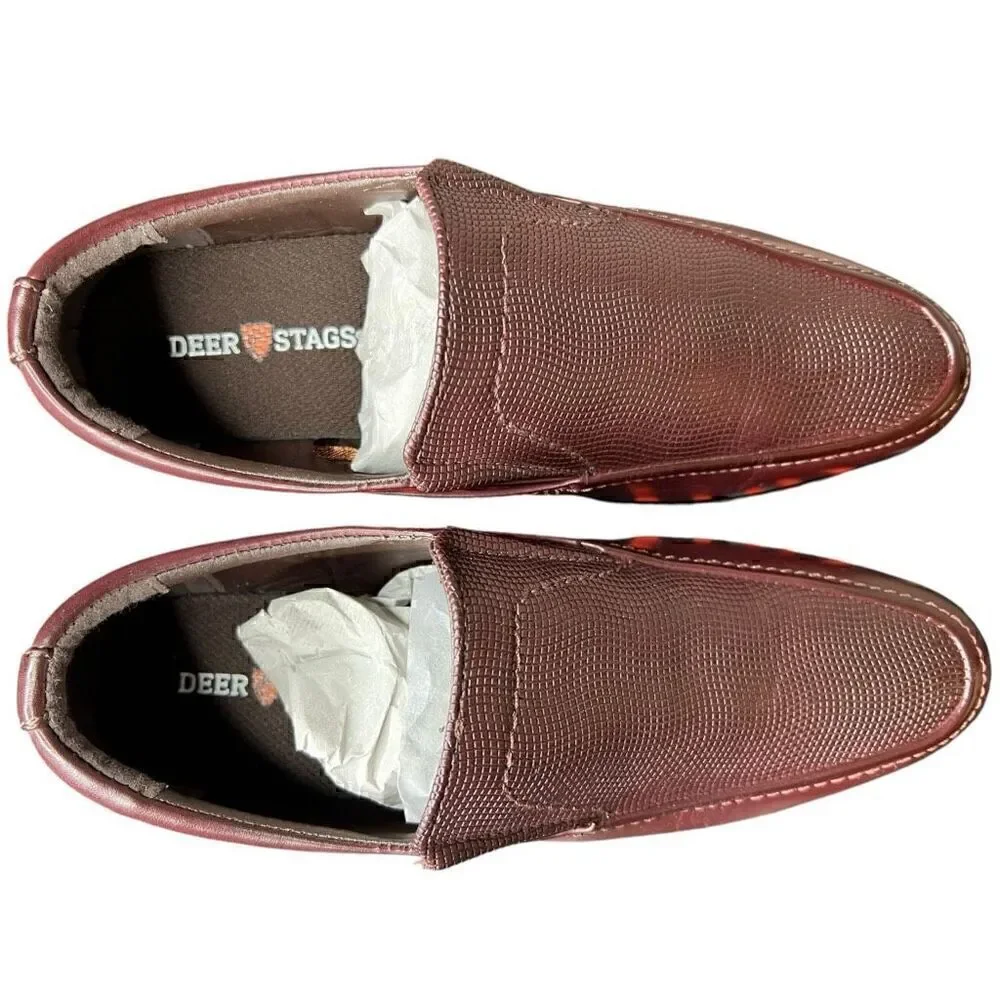 NEW Deer Stags Matteo Kids Burgundy Slip On Loafer 4M